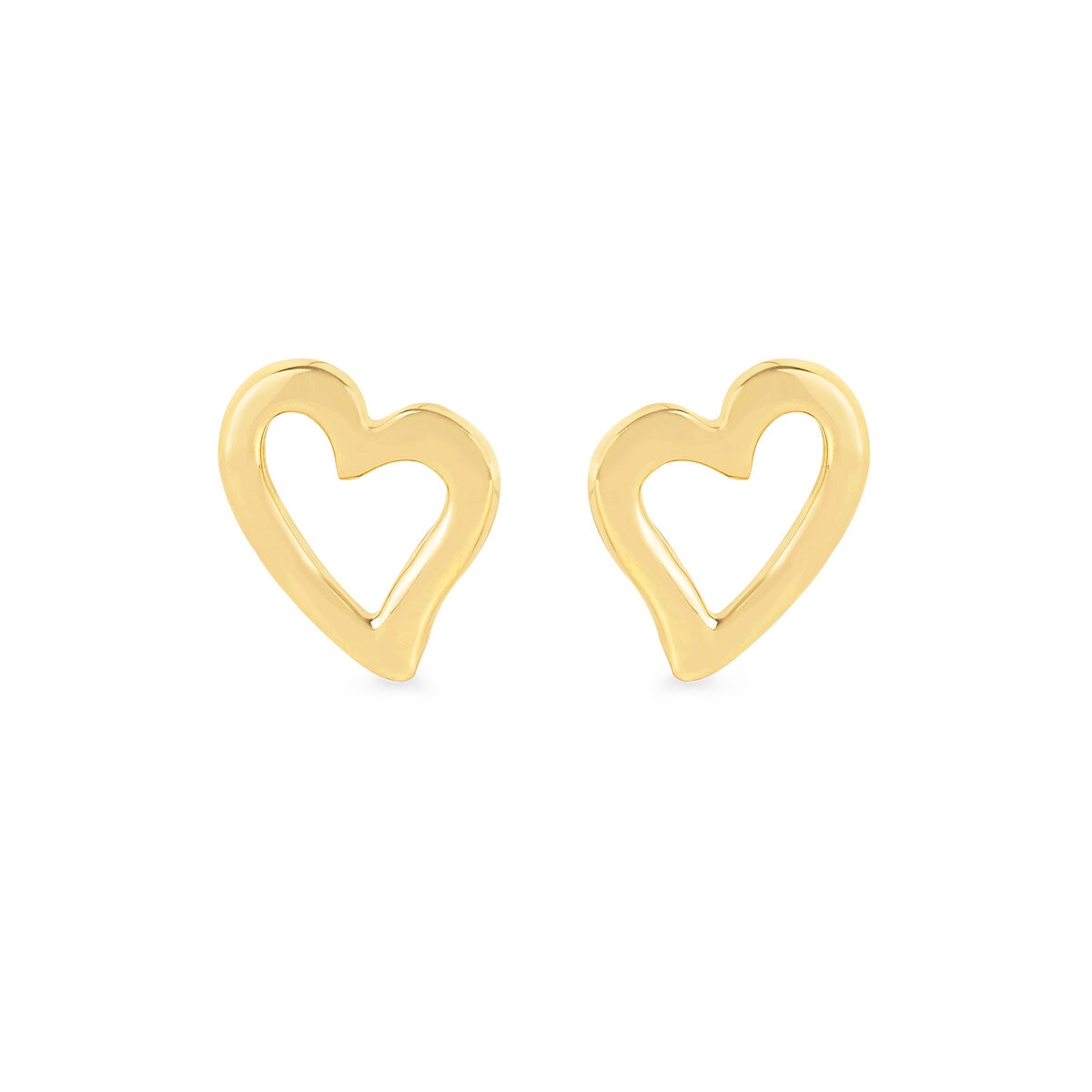 Aretes de Corazon, Oro Amarillo 14K
