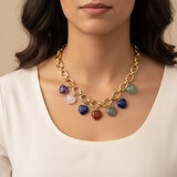 Mayfer, Collar Eslabones, con Piedras Naturales