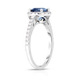 Anillo, Topacio Azul y Diamantes 0.35ctw, Oro Blanco de 14K