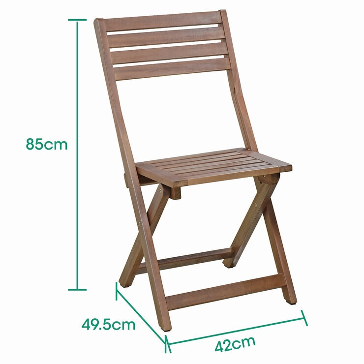 Alltrade, Set Bistro de Madera de Acacia plegable, 3 piezas