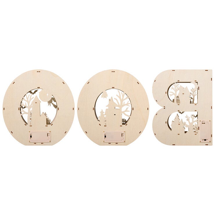 Letras de Madera para Halloween Iluminadas, Modelo BOO Letras de Madera para Halloween Iluminadas, Modelo BOO