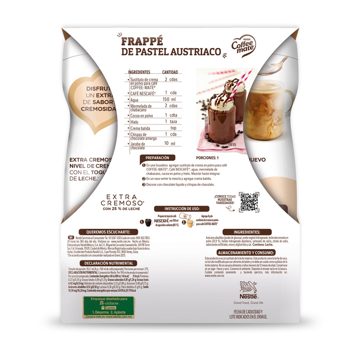 Coffee Mate Extra Cremoso Sustituto de Crema en polvo 2 pzas de 550 g