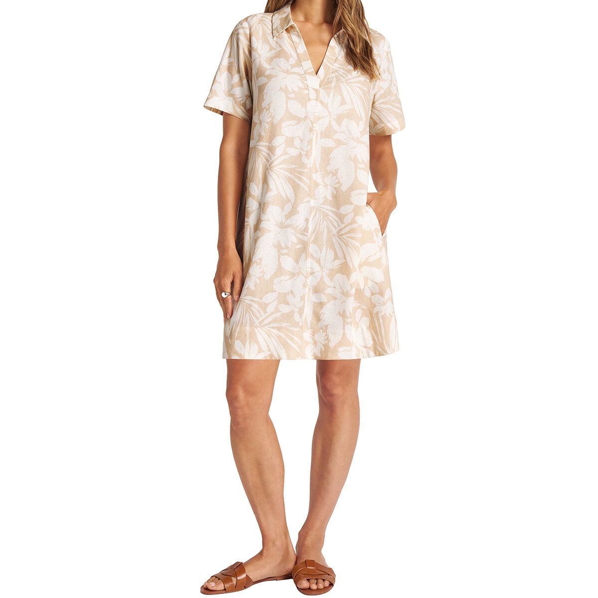 Matty M Vestido Tipo Lino para Dama Café Mediana