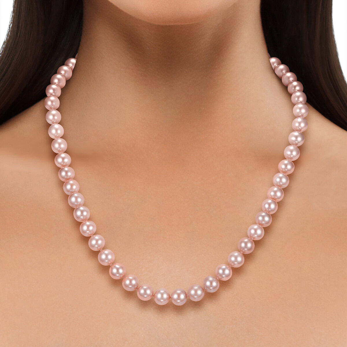 Collar de Perlas Cultivadas, 8.0-8.5mm, Oro Rosa de 14K