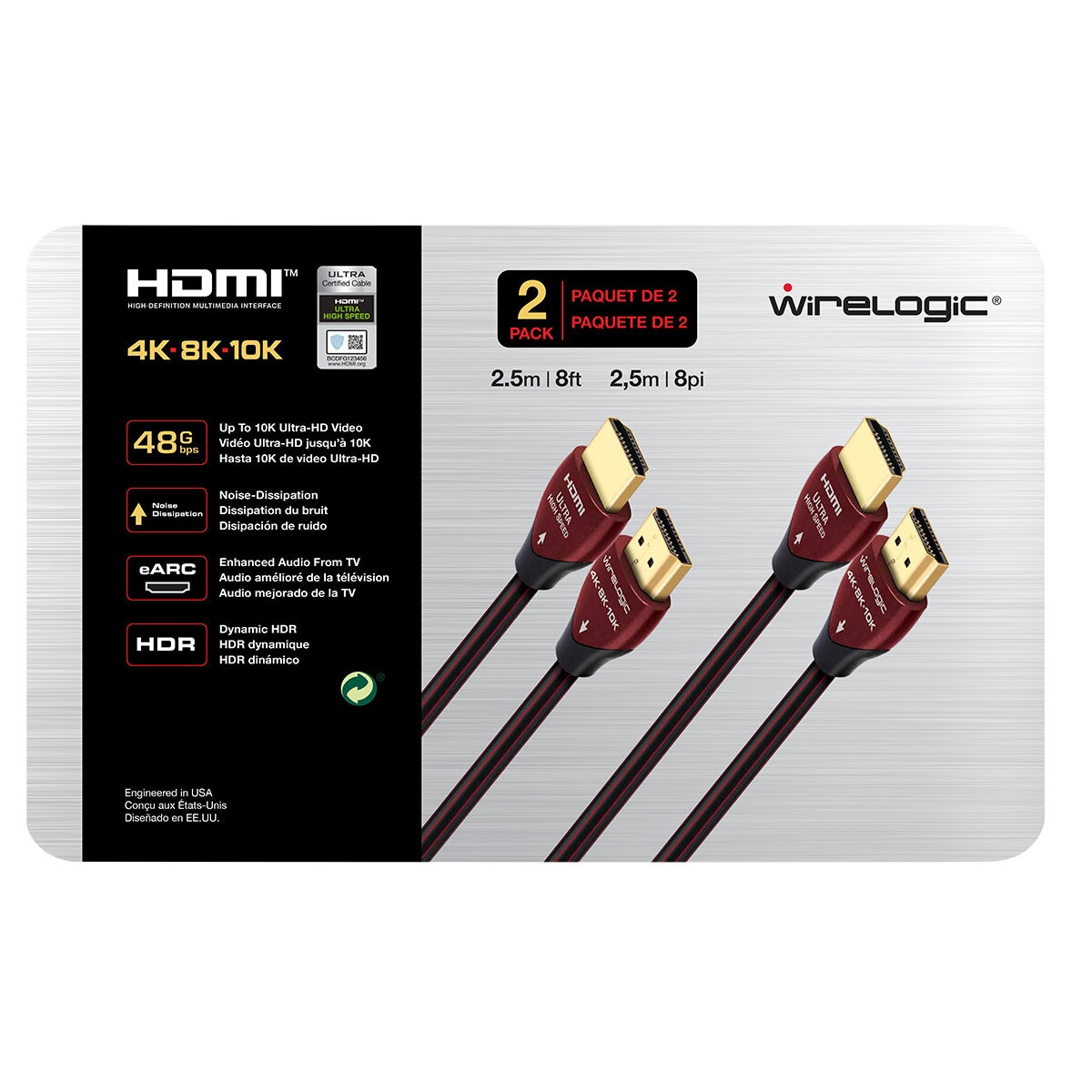 Wirelogic, Paquete de 2 Cables HDMI 4K, 8K, 10K