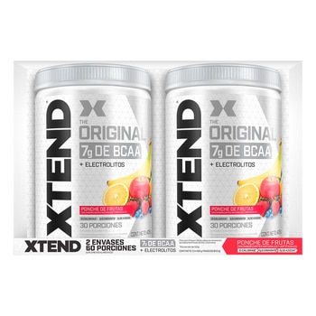 Polvo para Bebidas a Base de Aminoácidos y Electrolitos Sabor Ponche de Frutas, XTEND, 2 Piezas