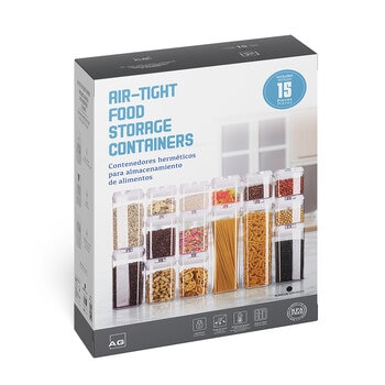 AG Box, Set de 15 Piezas de Contenedores para Alimentos, Color Blanco AG Box, Set de 15 Piezas de Contenedores para Alimentos, Color Blanco