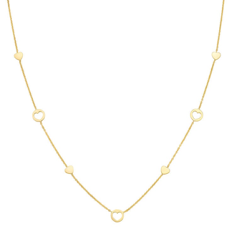 Collar de Corazones, 45.72cm, Oro Amarillo 14K Collar de Corazones, 45.72cm, Oro Amarillo 14K