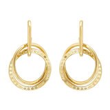 Aretes, Doble Circulos, Oro Amarillo de 14K