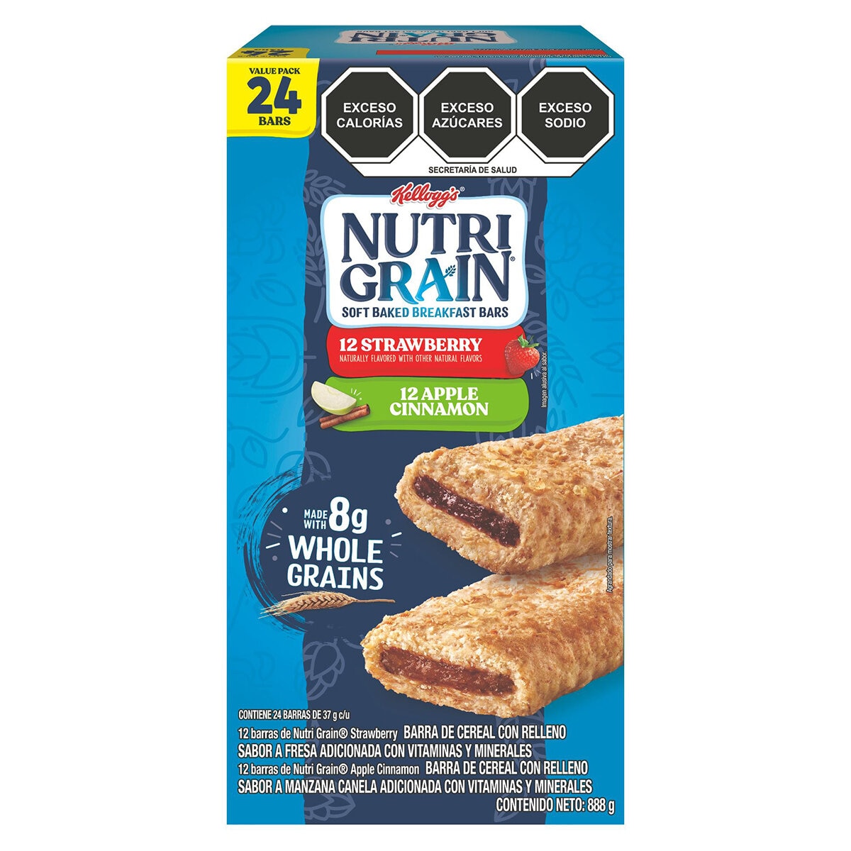 Nutri Grain Barras de Cereal Sabor Fresa y Manzana 24/37 g