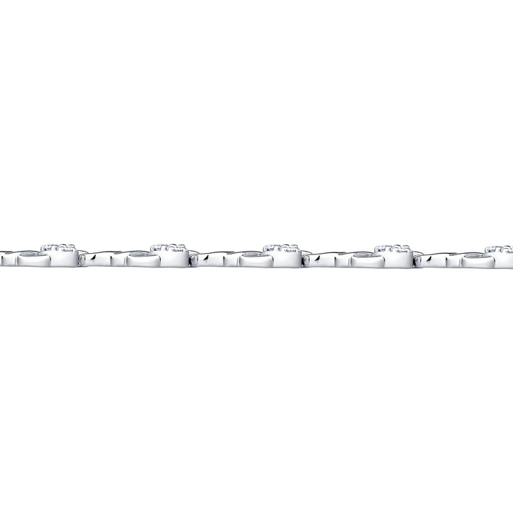 0.90ctw, Pulsera de Diamantes, 17.78cm, Corte Redondo, Oro Blanco 14K 0.90ctw, Pulsera de Diamantes, 17.78cm, Corte Redondo, Oro Blanco 14K
