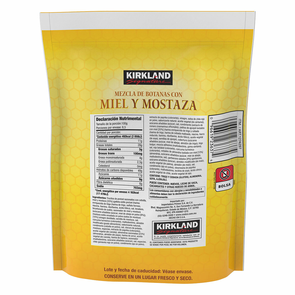 Kirkland Signature Mezcla de Botanas con Miel y Mostaza 850 g