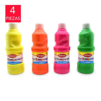 Vinci Tempera en Colores Fluorescentes 4 Piezas