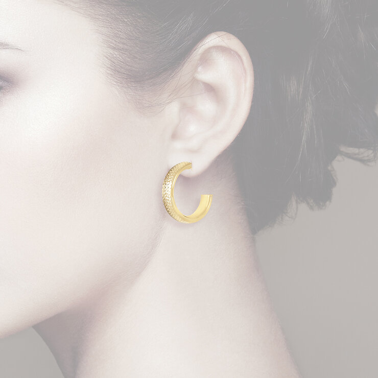 Aretes 'C', Oro Amarillo 14K