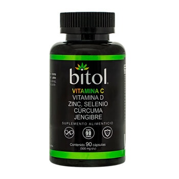 Bitol Vitamina C, Vitamina D, Zinc, Selenio, Cúrcuma y Jengibre 90 Cápsulas