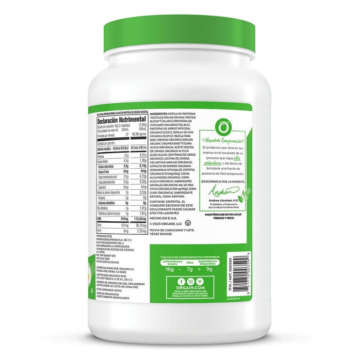 Orgain Proteína Orgánica en Polvo Sabor Chocolate 1.2 kg