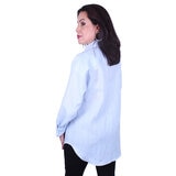 Emporio Colombo, Blusa Oversize de Lino para Dama en Varias Tallas, Color Azul Cielo