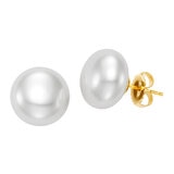 Aretes de Perlas Cultivadas, 12-13mm, Oro Amarillo de 14K
