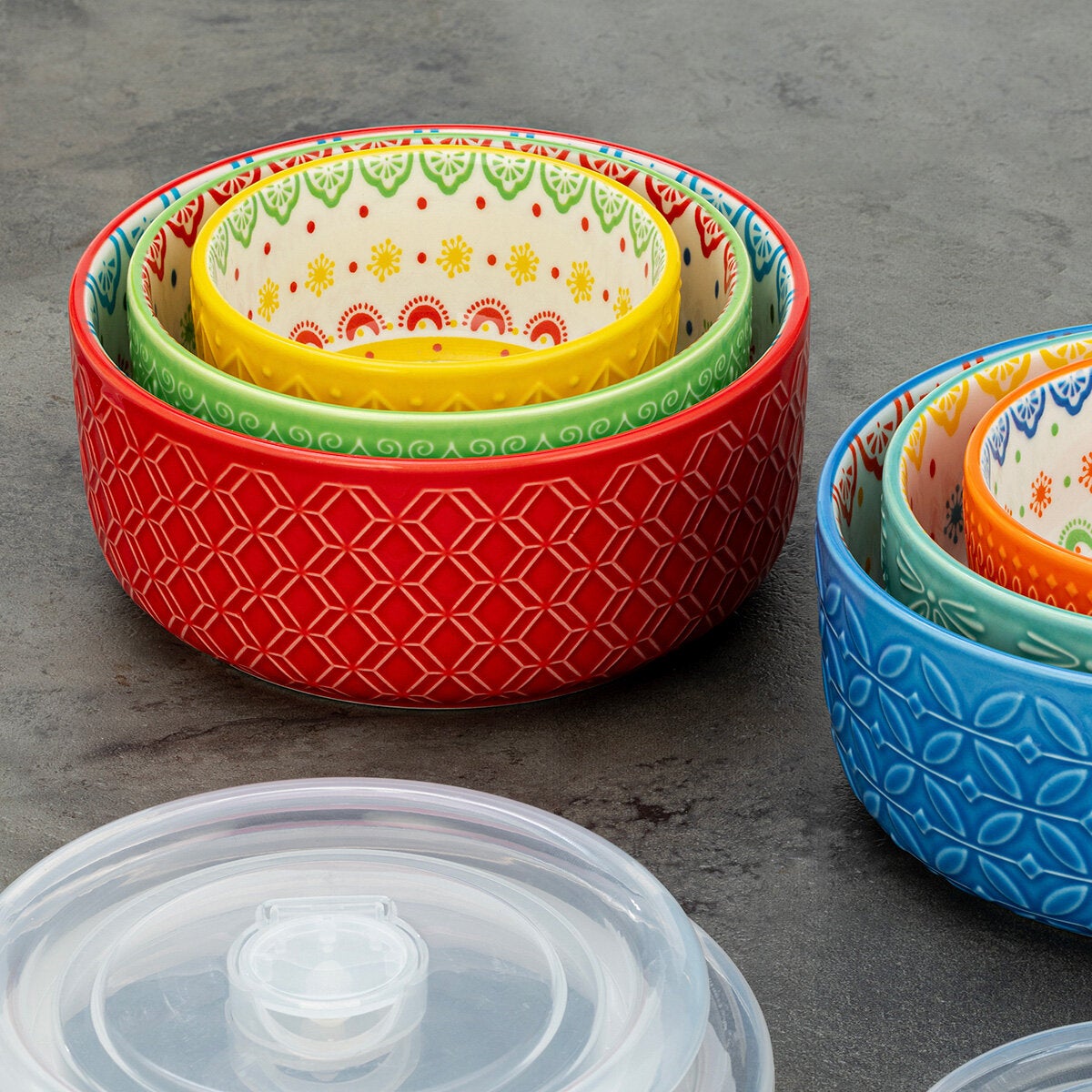 Signature Housewares Incorporated, Tazones de Cerámica con Tapa, 12 piezas Signature Housewares Incorporated, Tazones de Cerámica con Tapa, 12 piezas