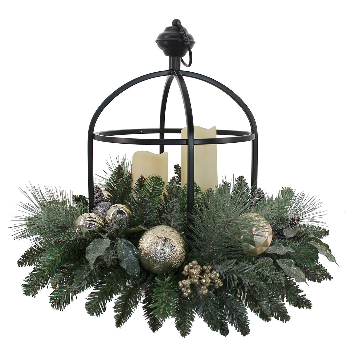 24" Centro de Mesa Navideño con Luces LED, Metálico