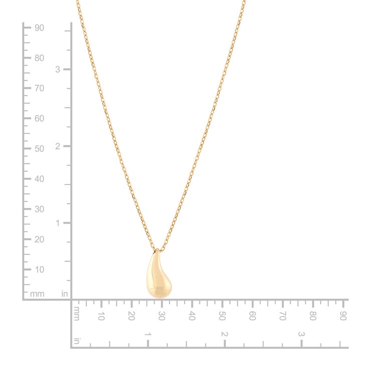 Dije de Gota, Oro Amarillo 14K, Cadena, 45.72cm