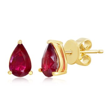 Aretes de Rubi, Oro Amarillo de 14K