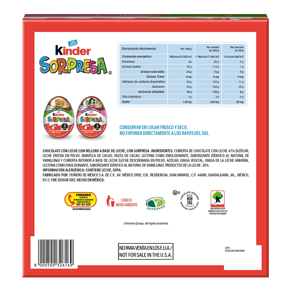 Kinder Sorpresa Huevos de Chocolate 16 pzas de 20 g - Niña/Rosa