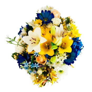Chiltepec, Bouquet Mixto en Tonos Azules y Beige 