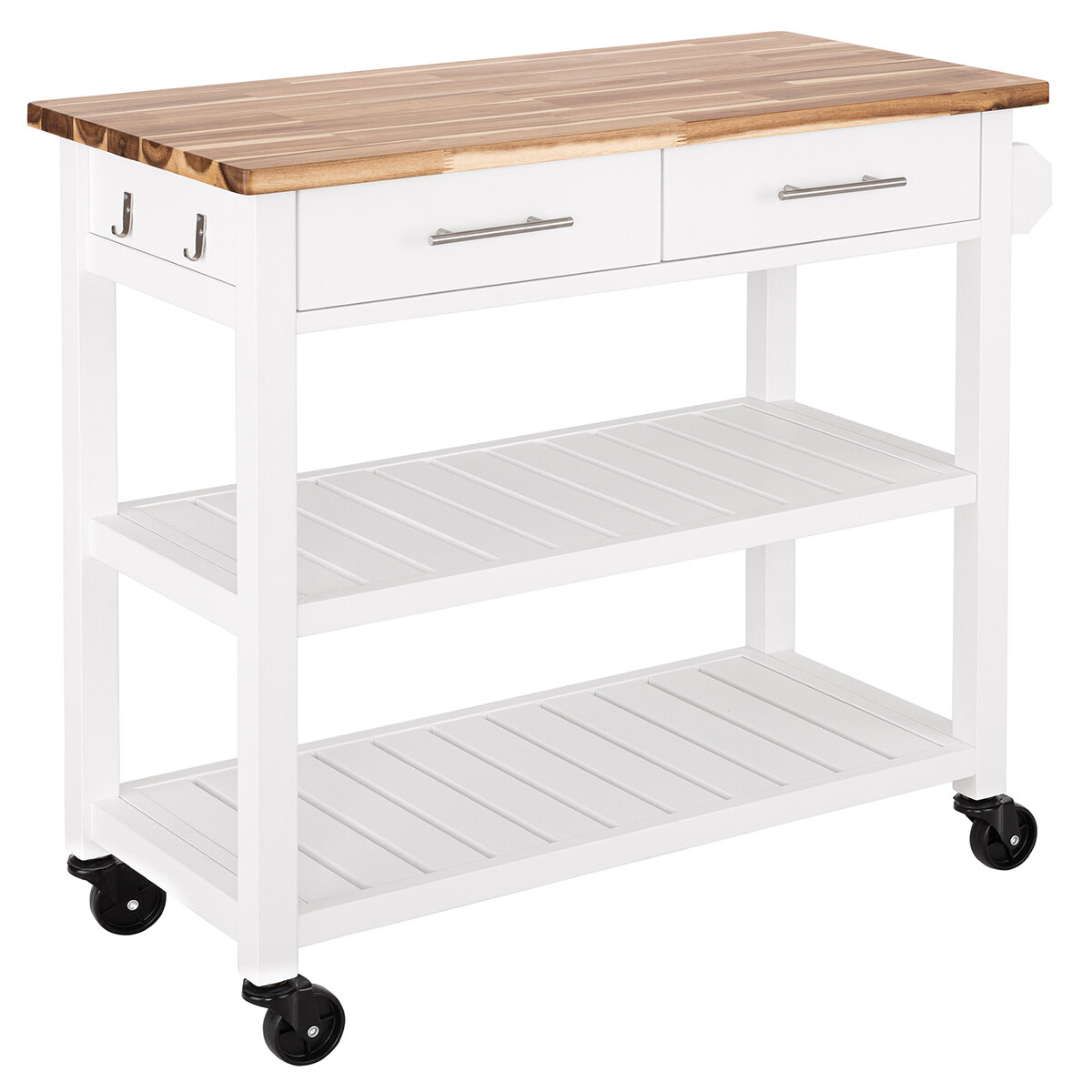 Seville Classics Home Carrito de Cocina con Superficie de Acacia con Cajones
