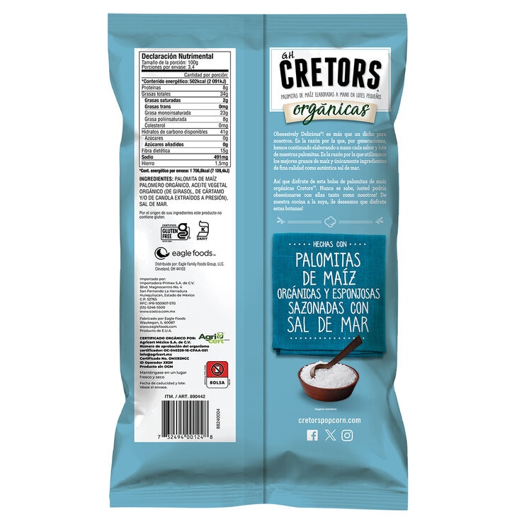 G.H Cretors Palomitas de Maíz Orgánicas con Sal 340 g