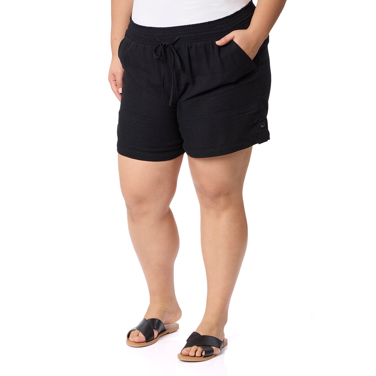 Briggs Shorts Tipo Lino para Dama Negro Grande