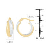 Aretes, Arracadas de Doble Fila, Oro Dos Tonos 14K
