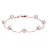 Pulsera de Perlas Cultivadas Agua Dulce, Rosas, 5.5-6.0mm, Oro Rosa de 14K