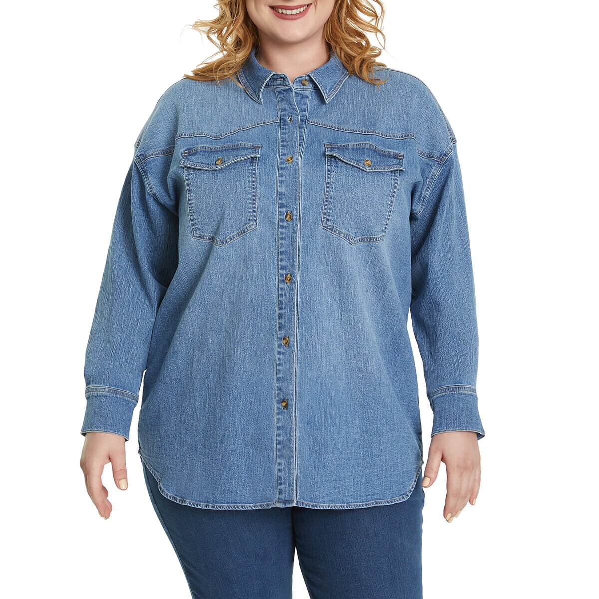 Gloria Vanderbilt Sobre camisa para Dama Azul Mediana