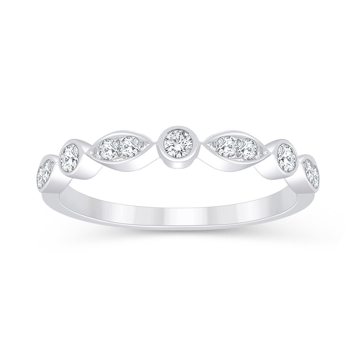 Anillo de Diamantes, 0.23 ct, Oro Blanco 14K