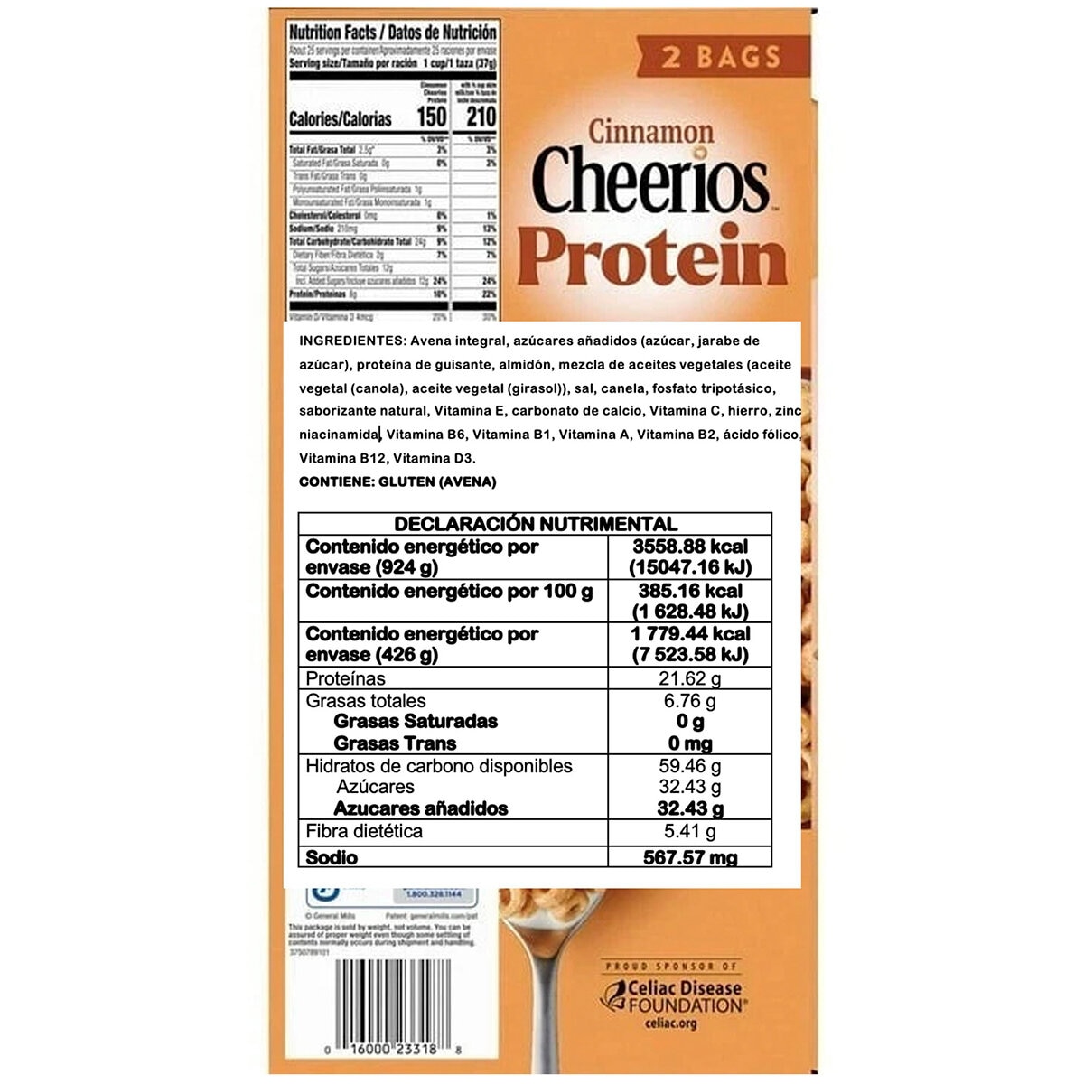 Cheerios Cereal de Avena con Canela 2/426 g