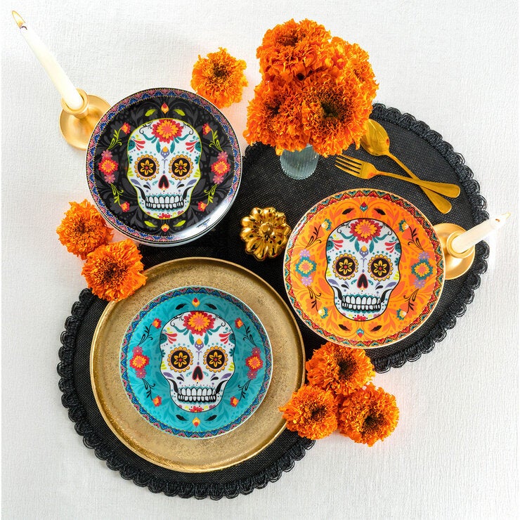 Sango, Juego de Platos de Cerámica de Día de Muertos, 6 piezas
