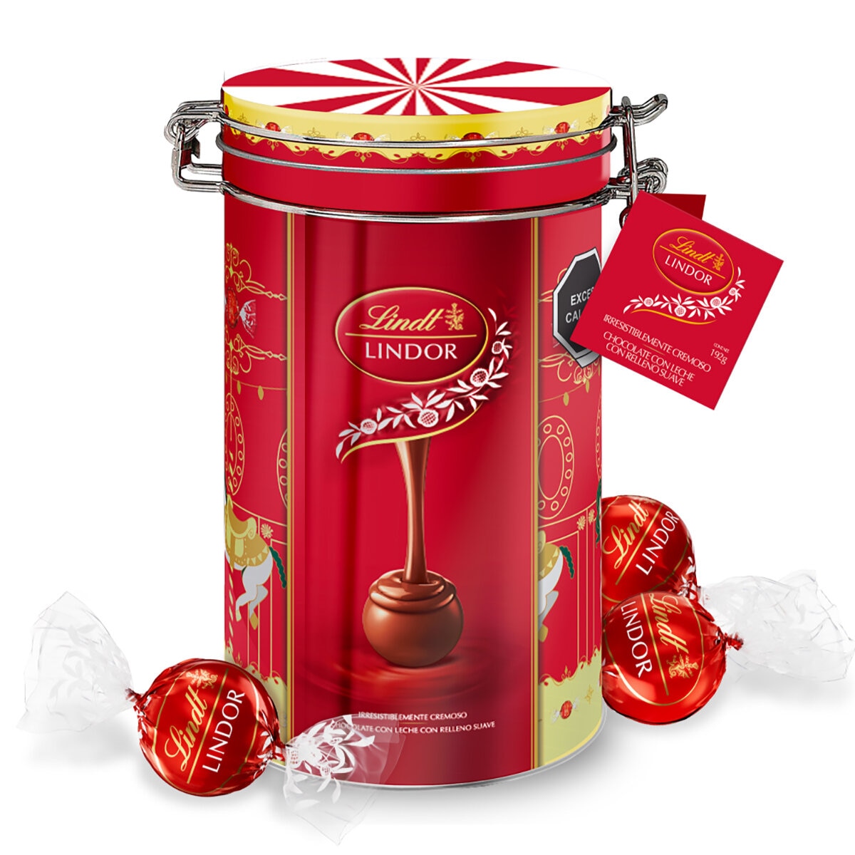 Lindt Lata Carrusel con Chocolates de Relleno Suave 2/192 g