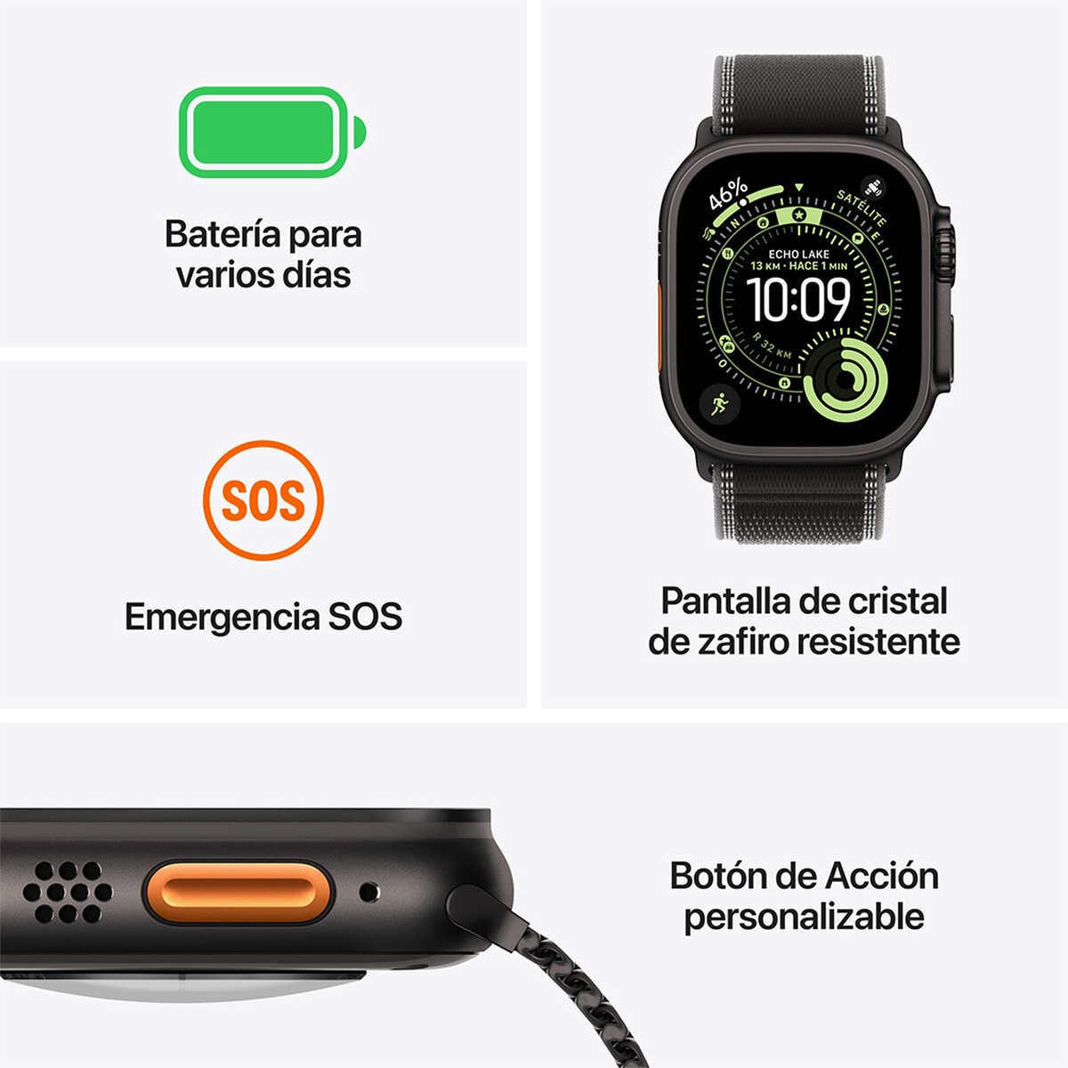 Apple Watch Ultra 3 (GPS + Celular) 49mm Titanio Natural + Correa Alpine Azul Claro - Talla S