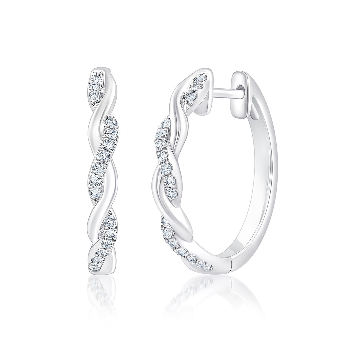 Aretes, Arracadas de Diamantes 0.20ctw, Oro Blanco de 14K