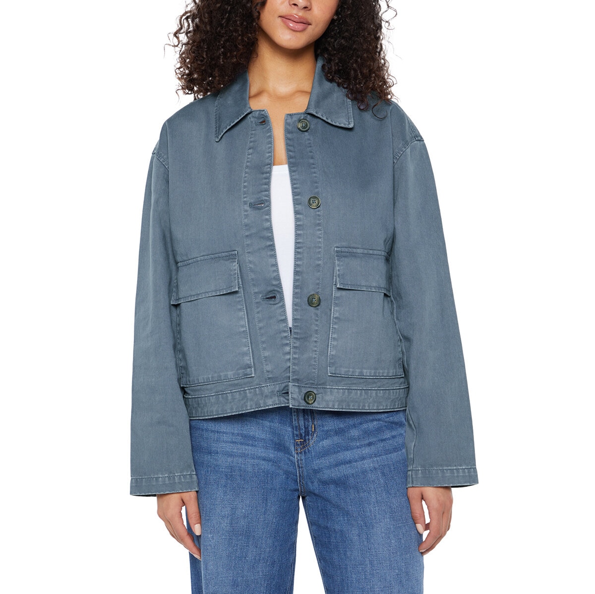 Three Dots Chamarra ligera para Dama Azul Extra Grande