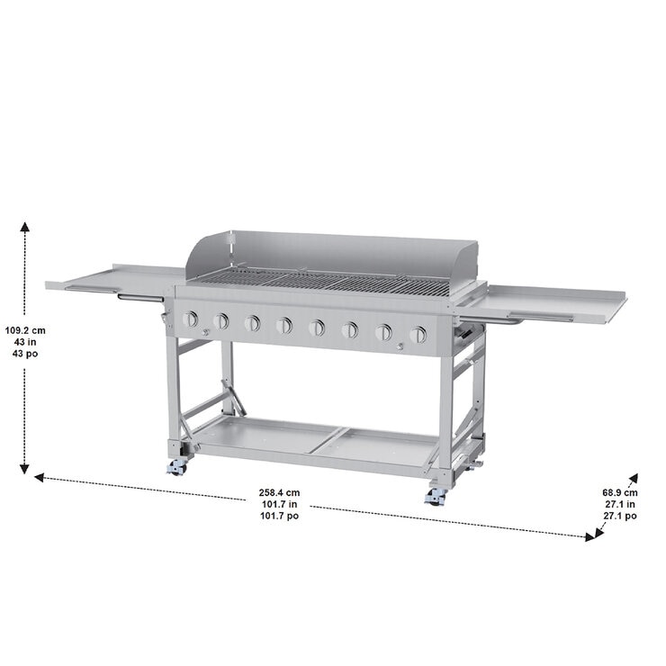 NXR, Parrilla de Acero de 8 Quemadores Plegable