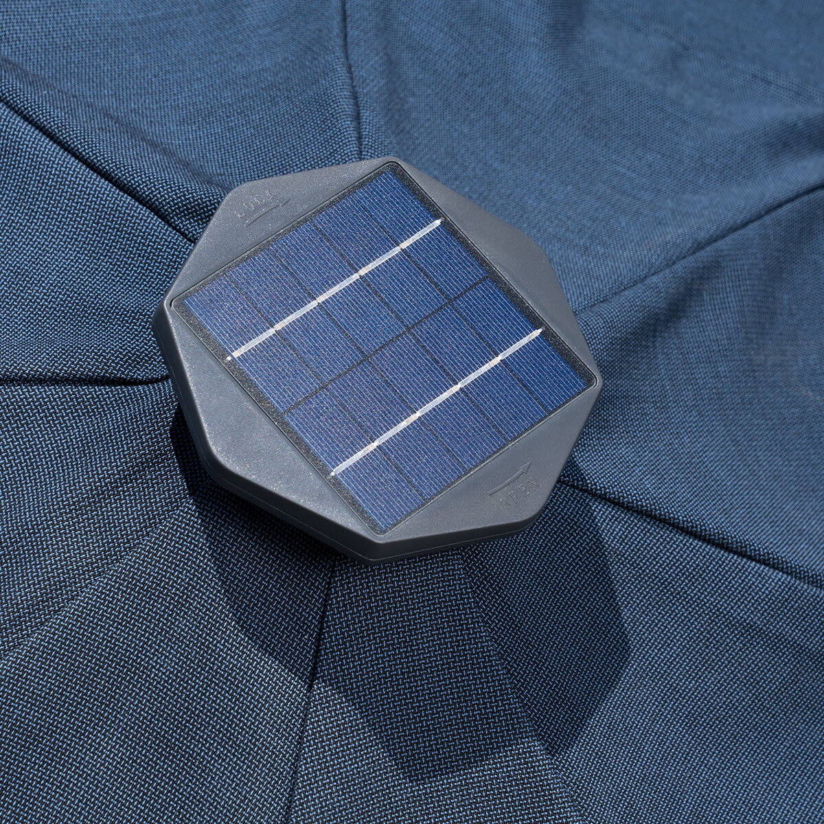SunVilla, Sombrilla Redonda de 3m con Luz Solar LED, Color Azul