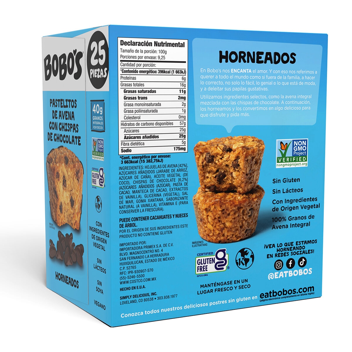 Bobo's Pastelitos de Avena con Chispas de Chocolate 925g