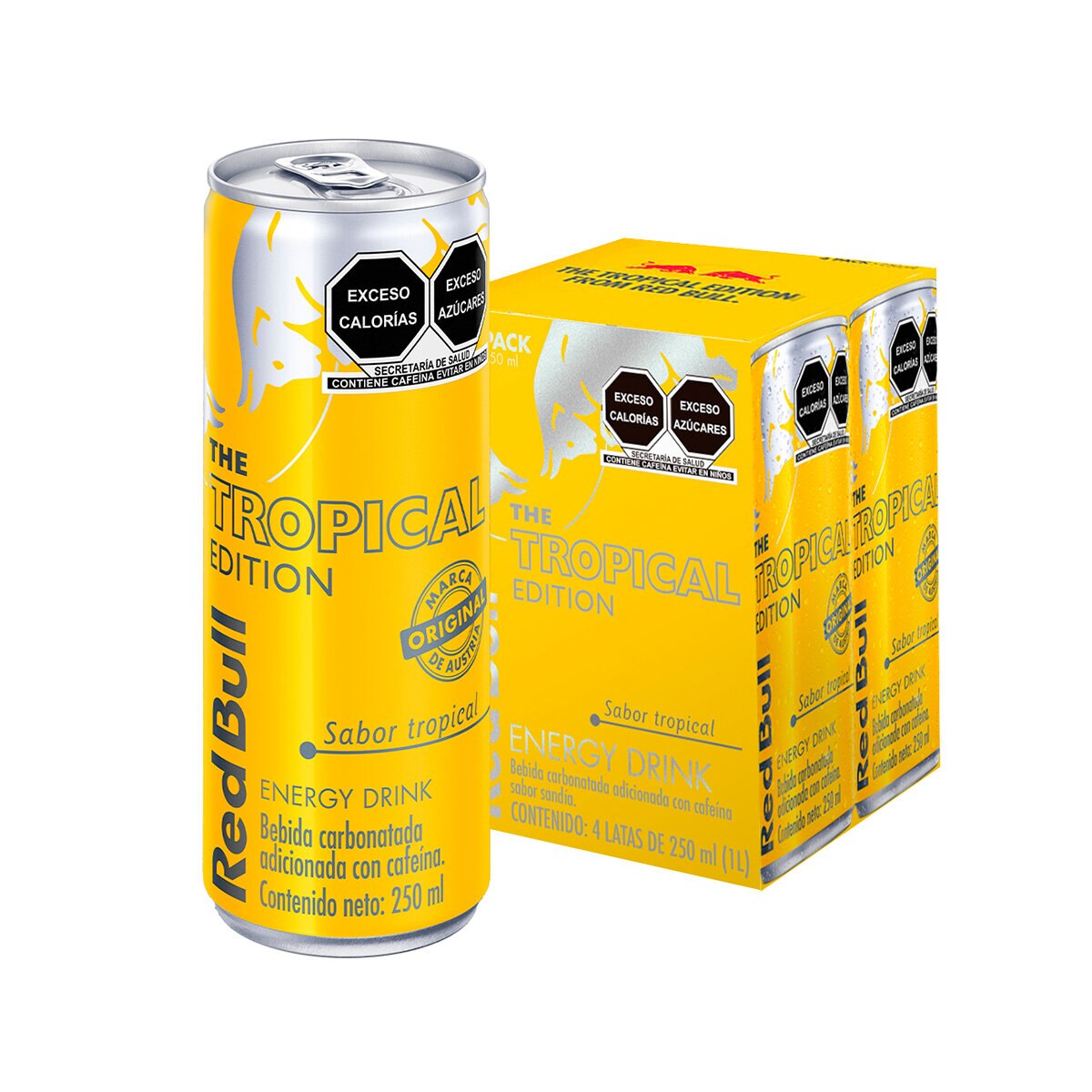 Red Bull Bebida Energética sabor Tropical 4 pzas de 250 ml