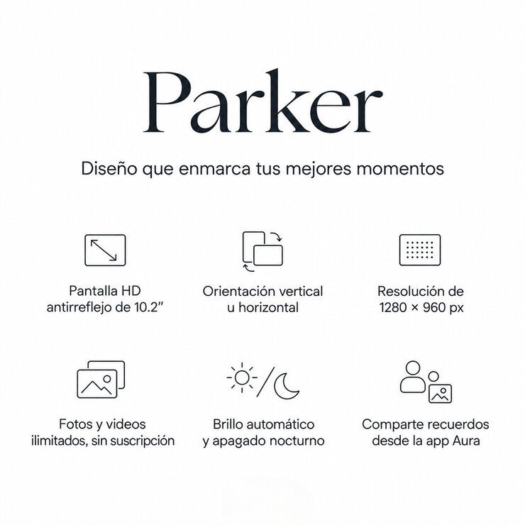Aura Frame Parker Marco de Fotos Digital de 10.2" con WiFI Gris Aura Frame Parker Marco de Fotos Digital de 10.2" con WiFI Gris