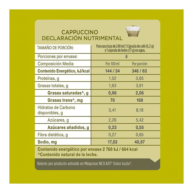 Nescafé Dolce Gusto, 64 cápsulas sabor Cappuccino