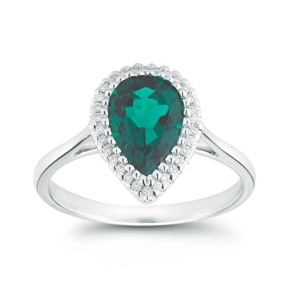 Anillo de Esmeralda con Diamantes, 0.08ctw, Oro Blanco de 14kt | Costco