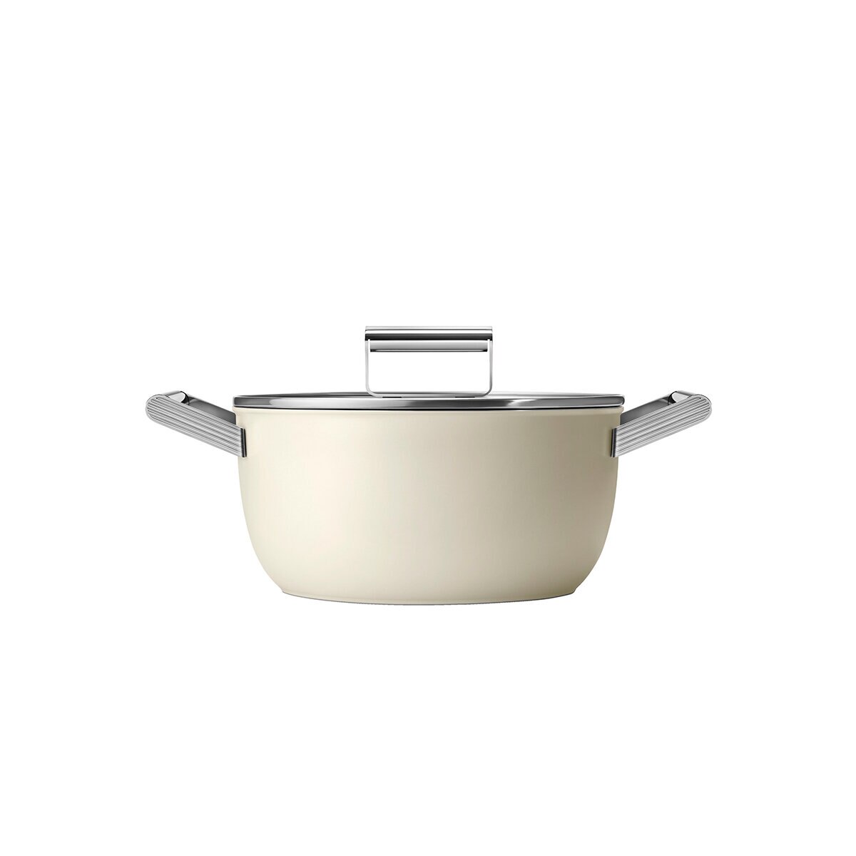 Smeg Olla de 24cm con Tapa de Cristal blanco