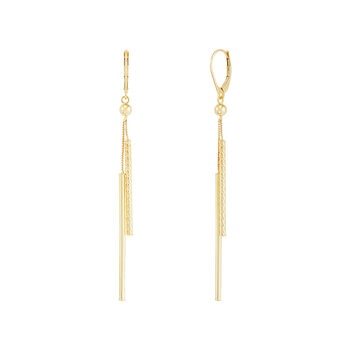Aretes de Barra Colgantes, de Oro Amarillo de 14K